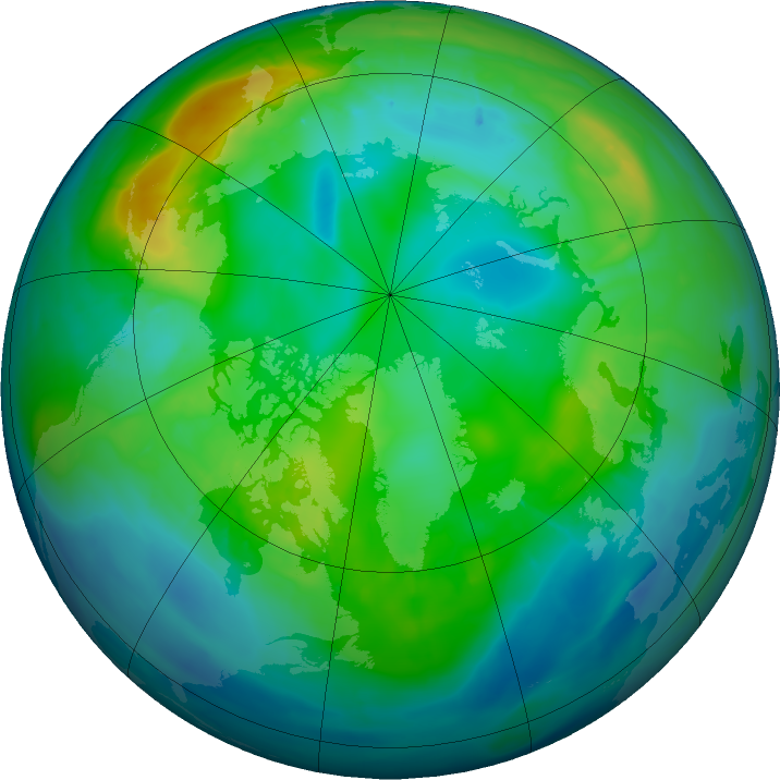 Arctic ozone map for 09 November 2015